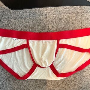 T Bo Red and White Men's Briefs